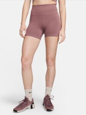 Nike One High-Waisted 5" Biker Shorts Mauve Purple Dri-FIT Athletic Training /XL